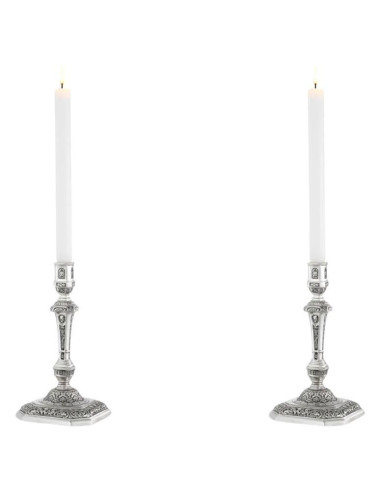 Pair of silver-plated candlesticks,...