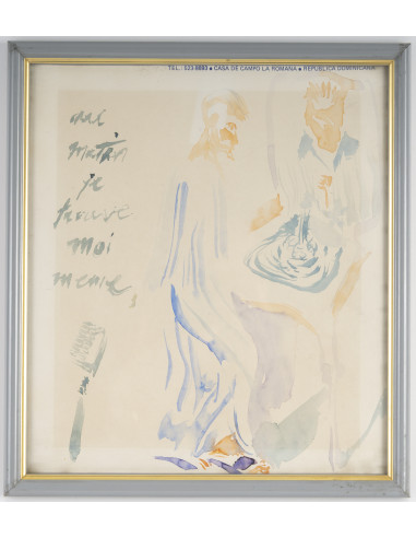 一套 3 幅水彩画，杯垫，带框，约 1990 年。