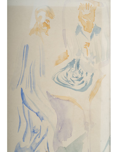 一套 3 幅水彩画，杯垫，带框，约 1990 年。
