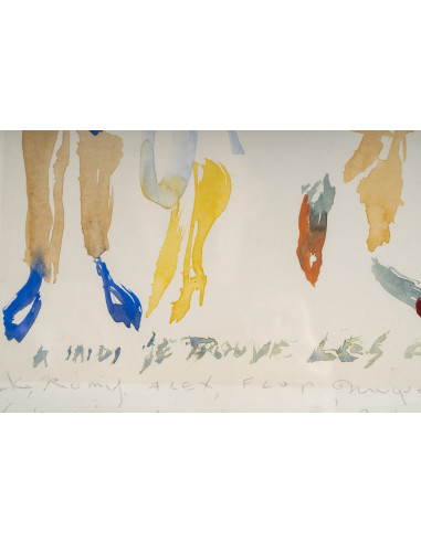 一套 3 幅水彩画，杯垫，带框，约 1990 年。