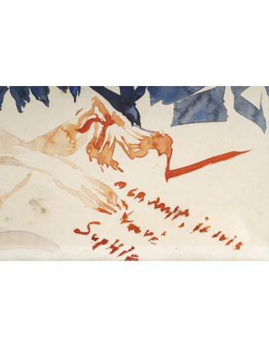 一套 3 幅水彩画，杯垫，带框，约 1990 年。