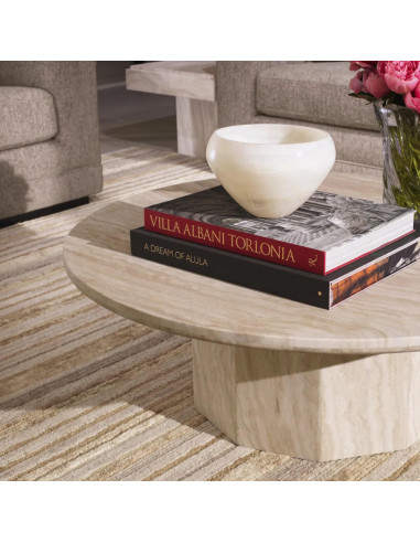 Contemporary travertine coffee table.