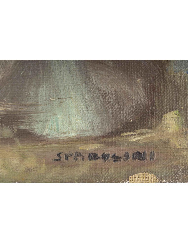 布面油画《舞者》，署名斯帕多里尼，20 世纪初。