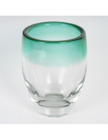 水晶花瓶，绿色调，20 世纪，现代艺术。