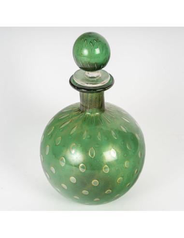 金色五彩穆拉诺玻璃醒酒器和瓶子，20 世纪。