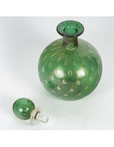 金色五彩穆拉诺玻璃醒酒器和瓶子，20 世纪。