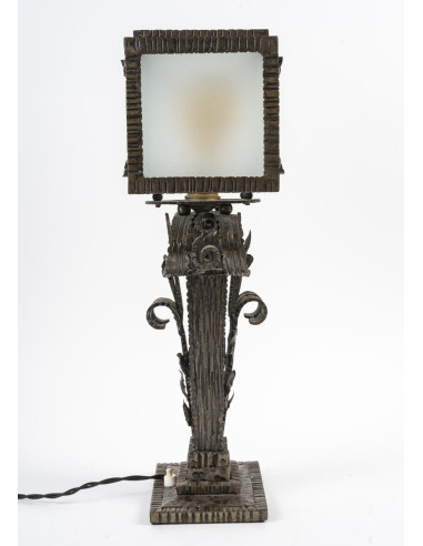 Lampe de table en fer forgé, Art...