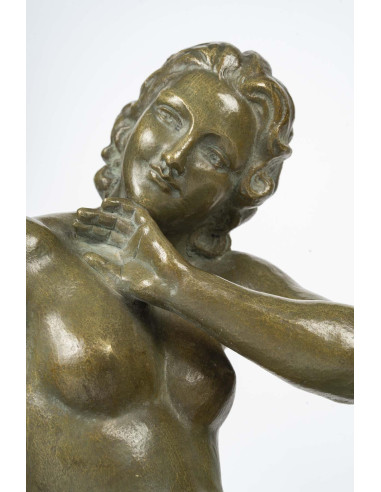 青铜裸女雕塑，署名 Cipriani，20 世纪早期。
