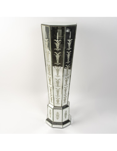 Pair of engraved mirror columns, 20th...