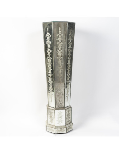 一对雕刻镜柱，20 世纪威尼斯作品。