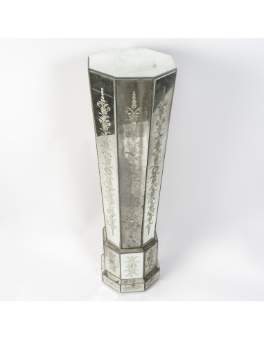 Pair of engraved mirror columns, 20th...