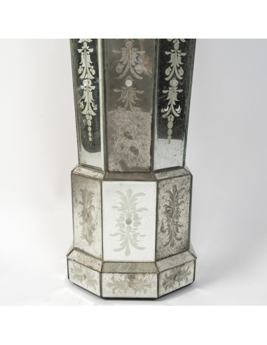 一对雕刻镜柱，20 世纪威尼斯作品。
