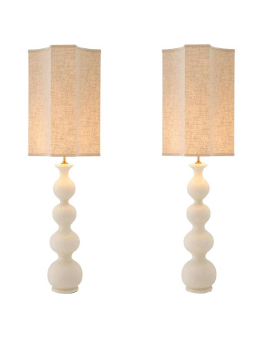 Pair of table lamps in cracked white...