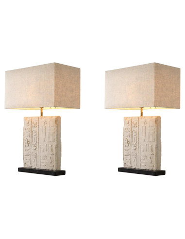 Pair of table lamps in sandstone and...