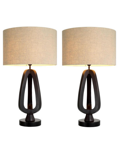 Pair of patinated bronze table lamps...