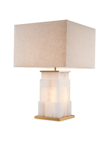 Pair of table lamps in alabaster and...