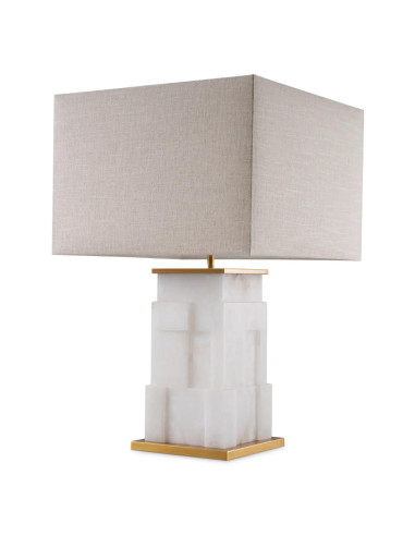 Pair of table lamps in alabaster and...