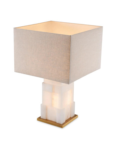 Pair of table lamps in alabaster and...