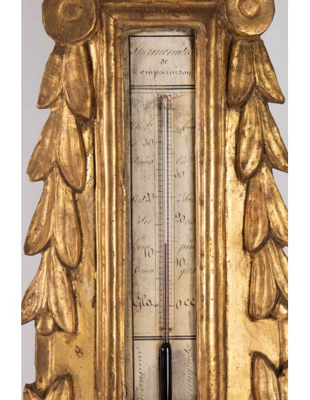 Barómetro Epoque Louis XVI En Bois Doré, 18ème Siècle