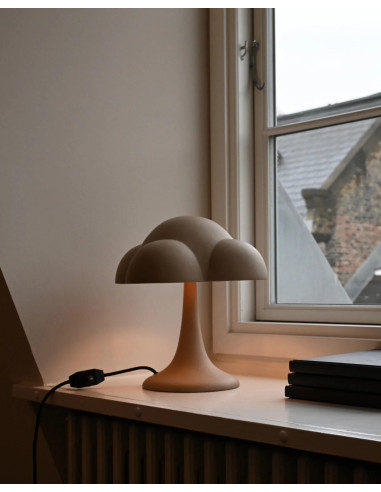 Sand-colored table lamp, ceramic,...