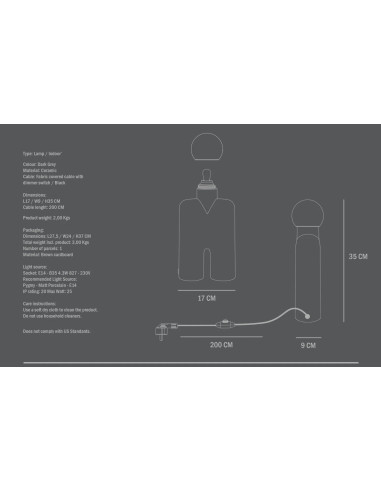 Dark gray table lamp, ceramic,...