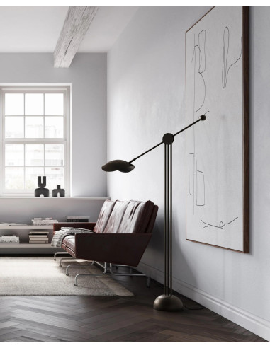 Bronze patina floor lamp,...