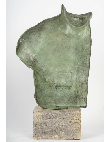 伊戈尔-米托拉伊（Igor Mitoraj）的青铜男性半身像雕塑，20 世纪。