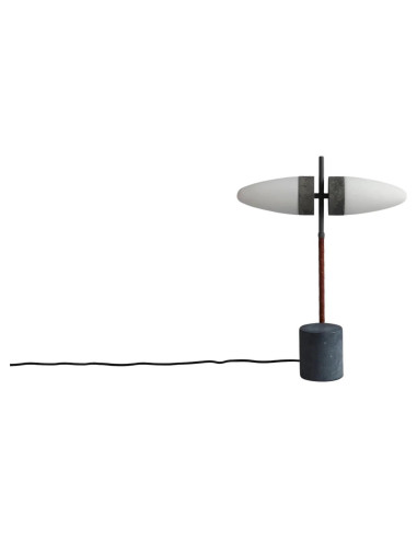 Table lamp in oxidized metal and opal...