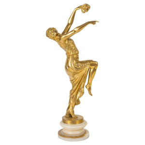 Gilt bronze sculpture, onyx...