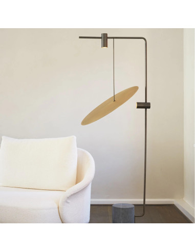 Iron and brass floor lamp,...