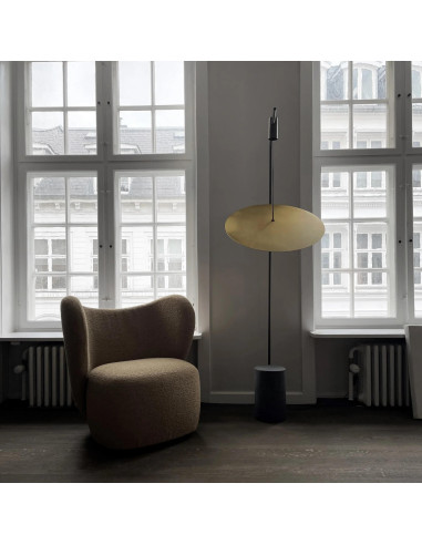 Iron and brass floor lamp,...
