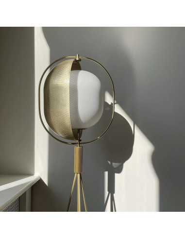 Brass floor lamp, contemporary work.