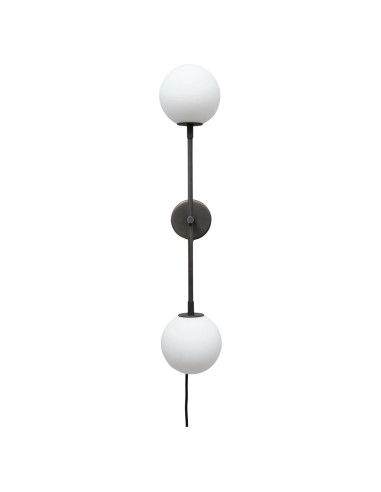 Grey wall light in metal and opal...