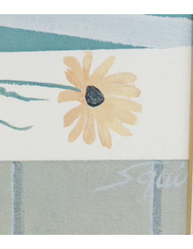 Litho ingelijst onder glas, 1990.