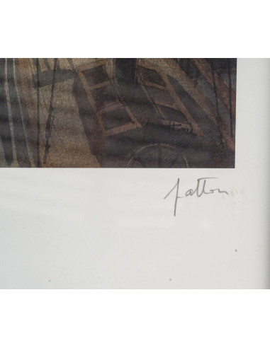 圣特罗佩石版画，Senequier，已签名，玻璃框装裱，1990 年。