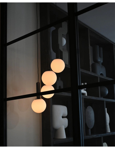 Hanging lamp in patinated bronze...