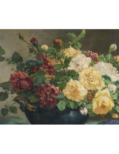 布面油画，表现花束的画作，拿破仑三世时期，19 世纪。