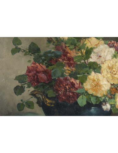 布面油画，表现花束的画作，拿破仑三世时期，19 世纪。