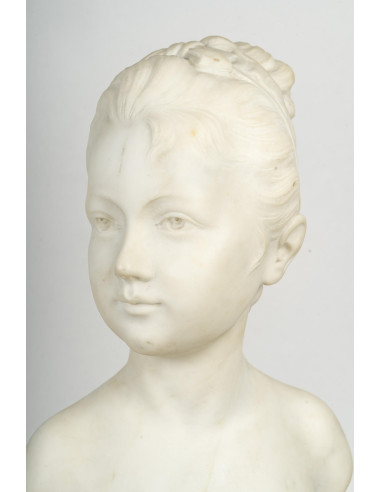 时钟底座上的胡东（Houdon）半身大理石雕像，19 世纪，拿破仑三世时期。