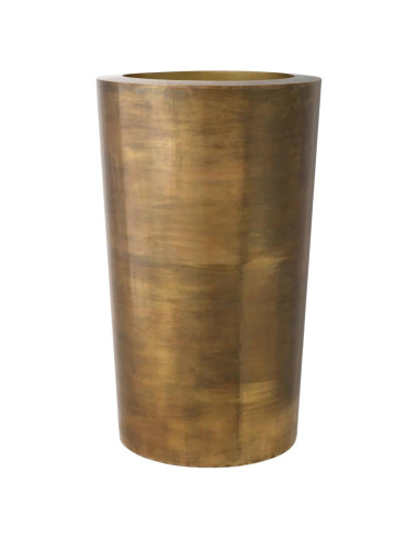 Handcrafted planter in patinated brass.