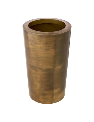 Handcrafted planter in patinated brass.
