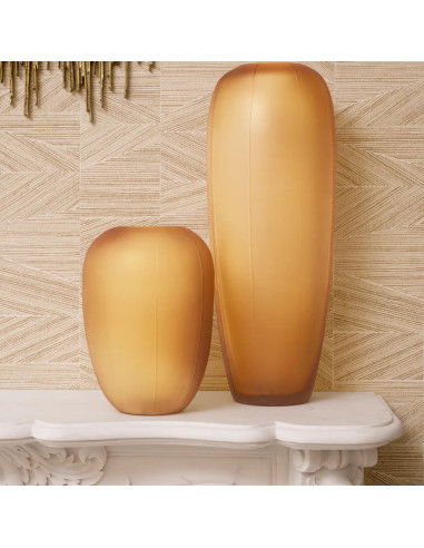 Vase in mouth-blown glass, amber...