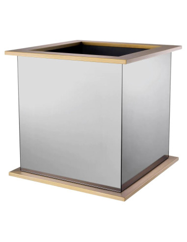 Brushed brass planter, smoked mirror...