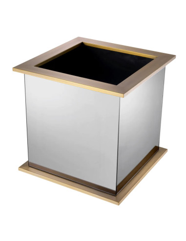 Brushed brass planter, smoked mirror...