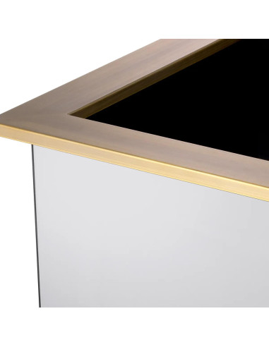 Brushed brass planter, smoked mirror...
