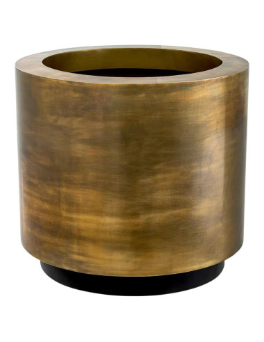 Round planter, patinated brass...