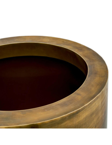 Round planter, patinated brass...