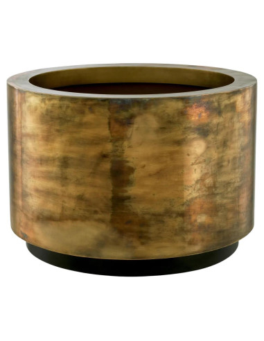Large, round planter in patinated...