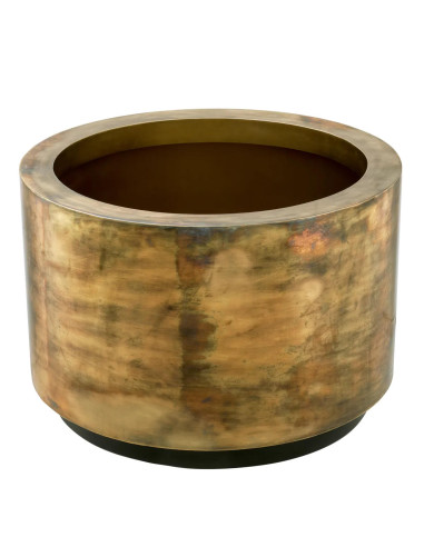 Large, round planter in patinated...