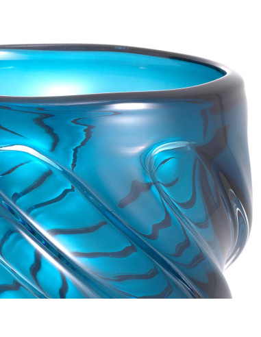 Vase in mouth-blown glass, blue.